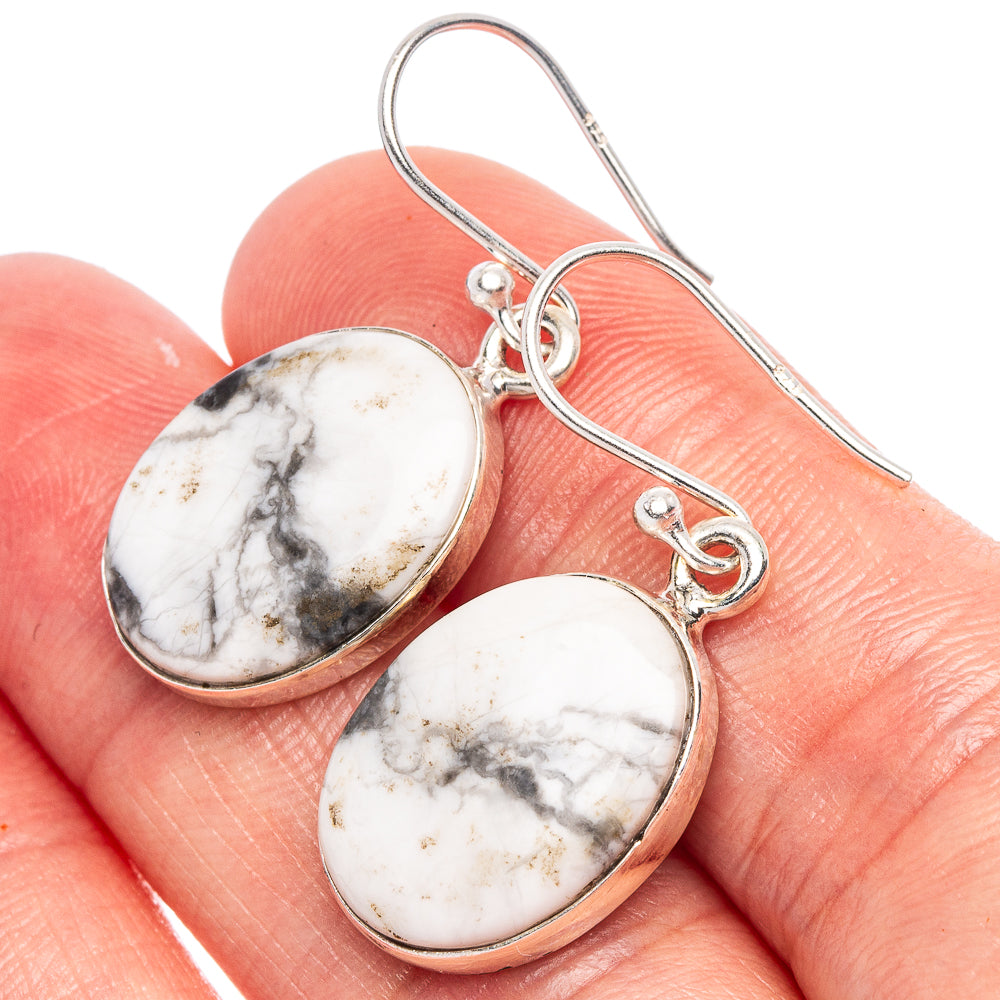 Howlite Earrings 1 3/8" (925 Sterling Silver) E1785