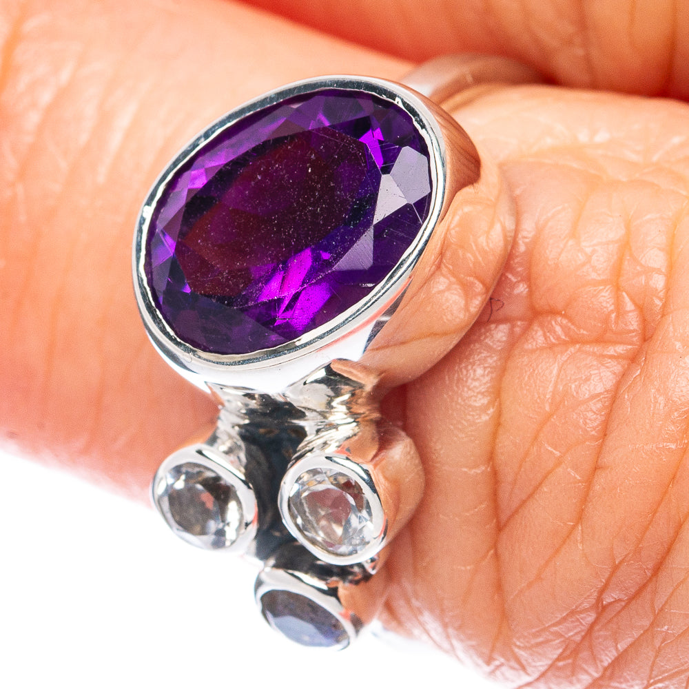Premium Faceted Amethyst 925 Sterling Silver Ring Size 6 (925 Sterling Silver) R2695