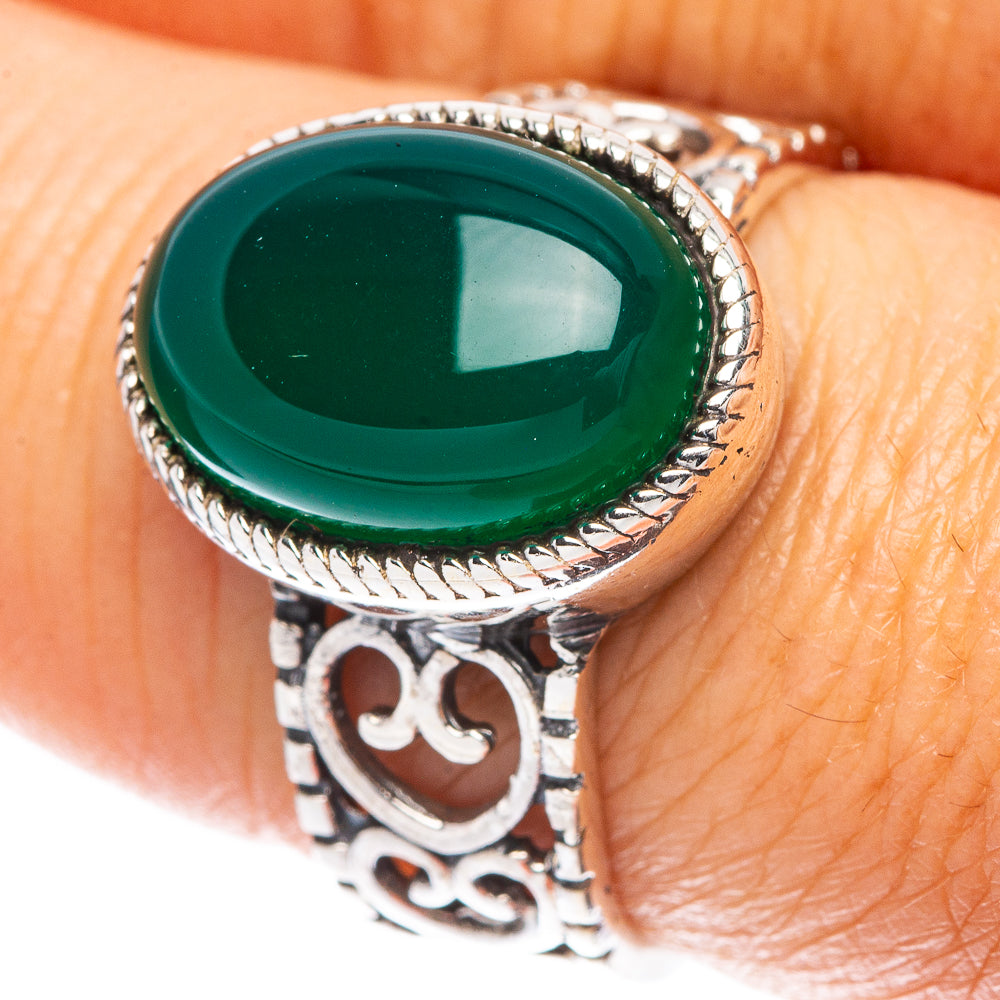 Green Onyx 925 Sterling Silver Ring Size 8 (925 Sterling Silver) R5410