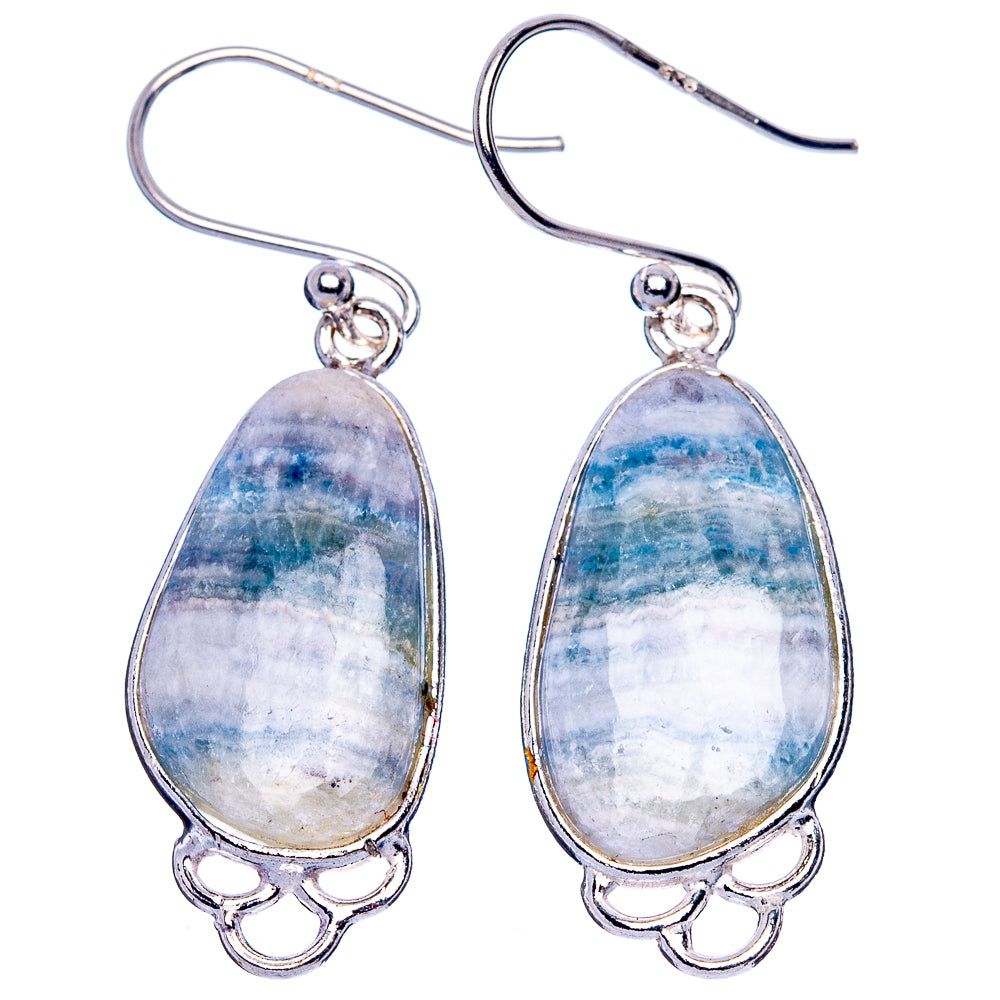Blue Scheelite Earrings 1 5/8" (925 Sterling Silver) E1742