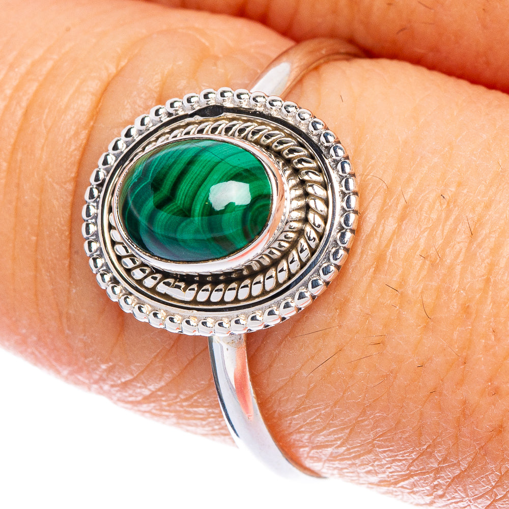 Malachite Dainty Ring Size 9.5 (925 Sterling Silver) R147130