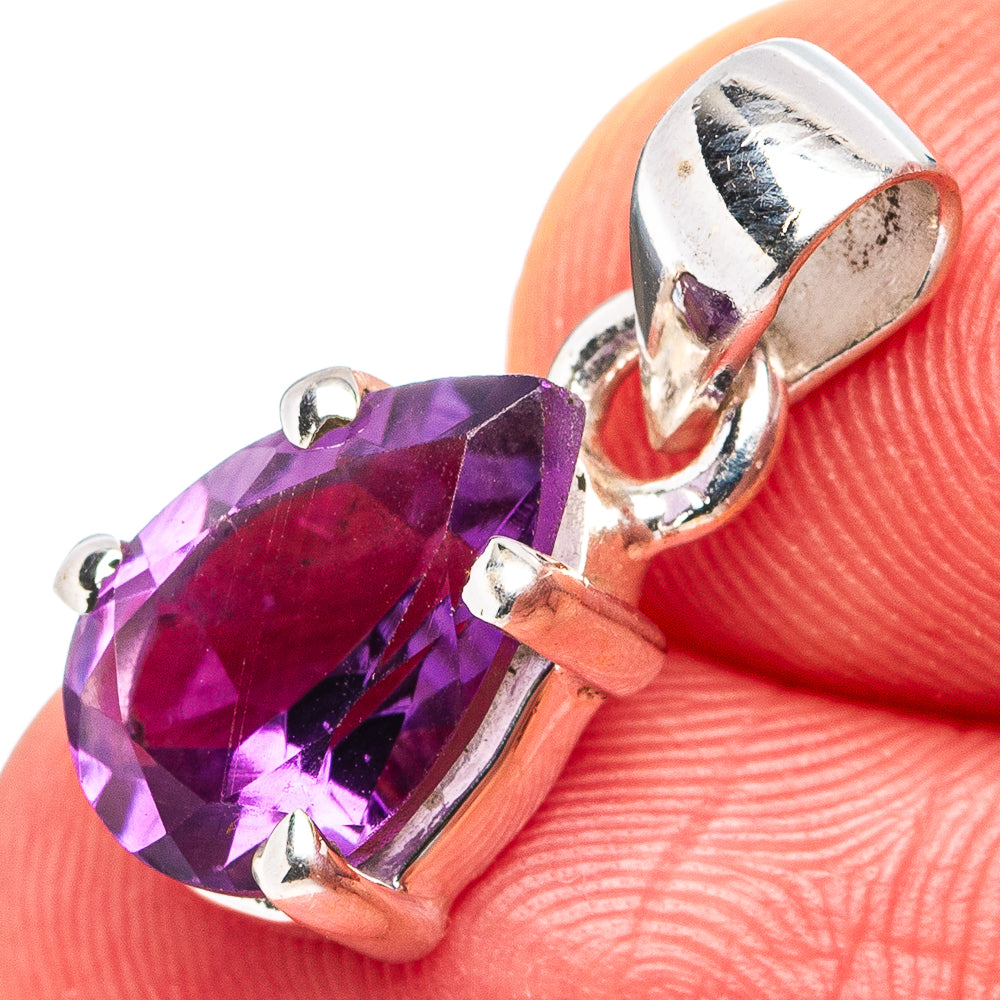 Faceted Amethyst Dainty Pendant 3/4" (.925 Sterling Silver)