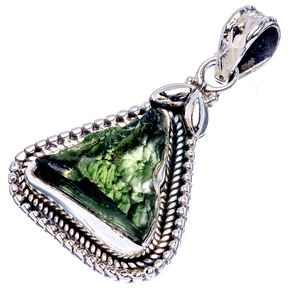 Rare Moldavite Pendant 1 1/4" (.925 Sterling Silver)