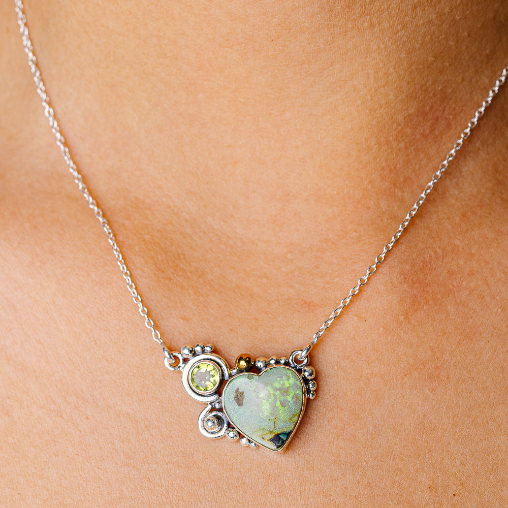Sterling Opal, Peridot Necklace 16.625" (925 Sterling Silver) N90238