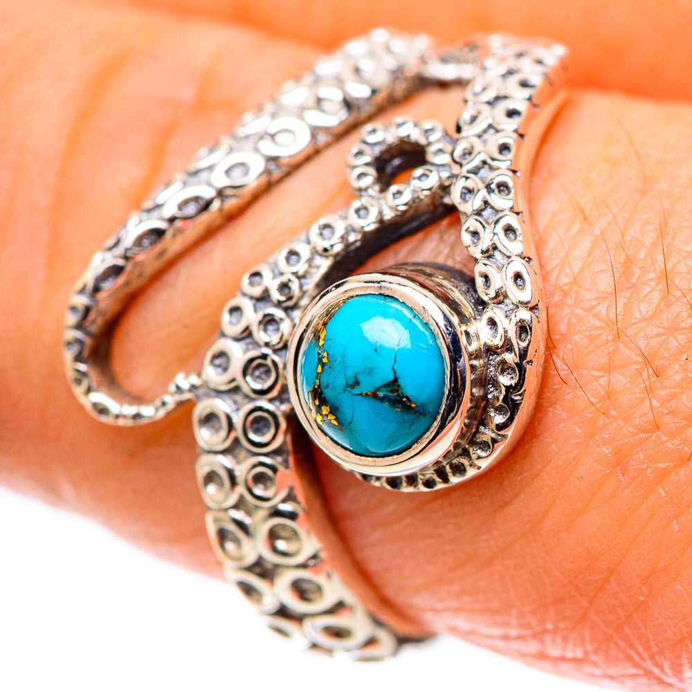 Blue Copper Composite Turquoise 925 Sterling Silver Ring Size 8 (925 Sterling Silver) RING139448