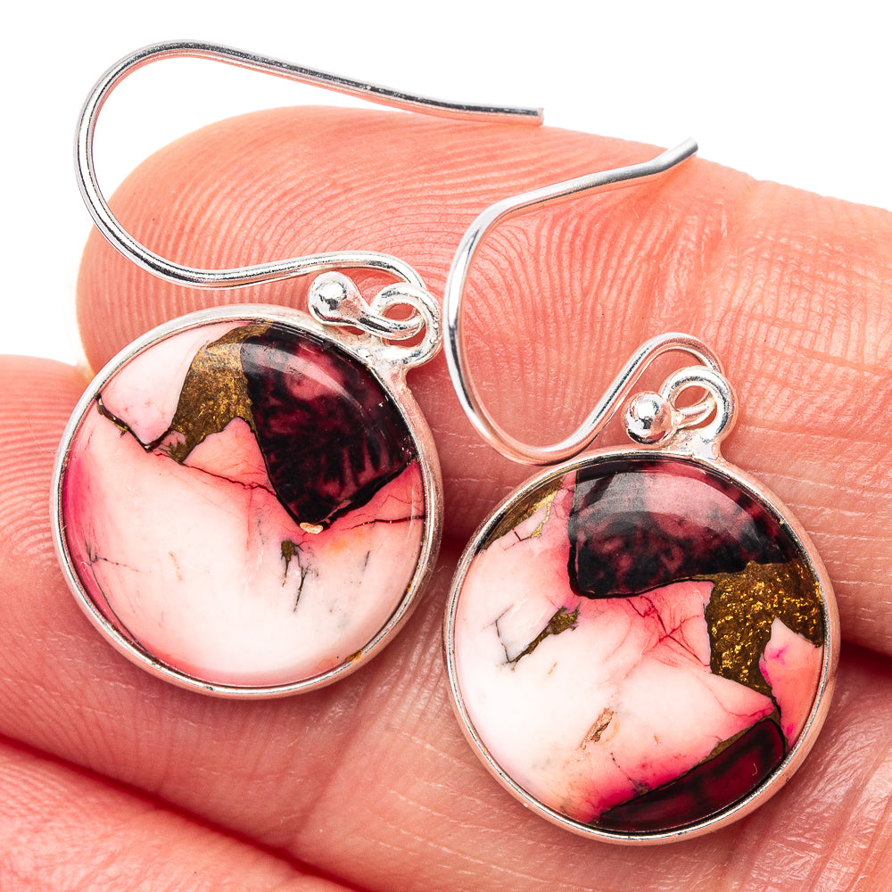 Red Dahlia Mohave Turquoise Earrings 1 1/4" (.925 Sterling Silver)