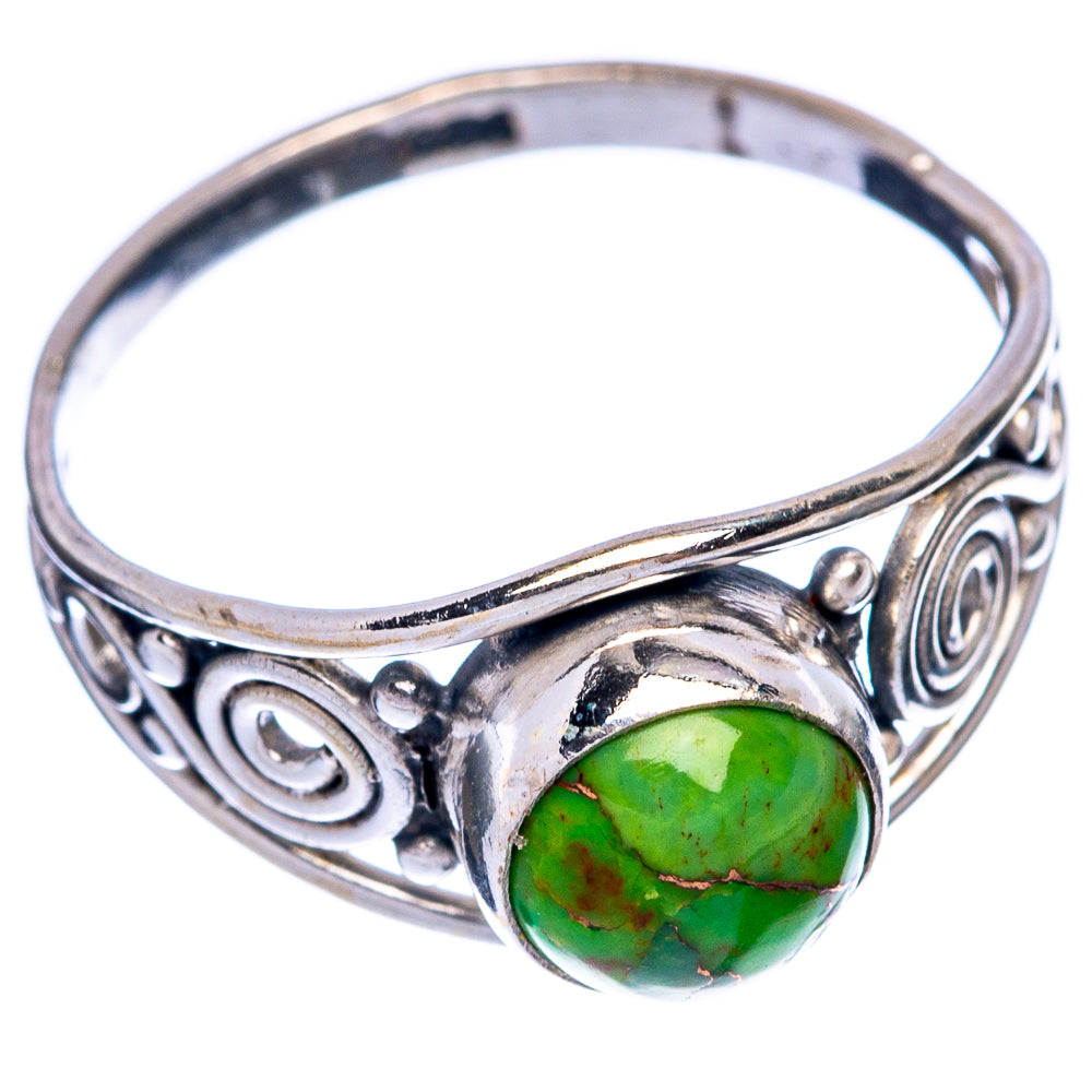 Green Copper Composite Turquoise Dainty Ring Size 6.25 (925 Sterling Silver) R145614