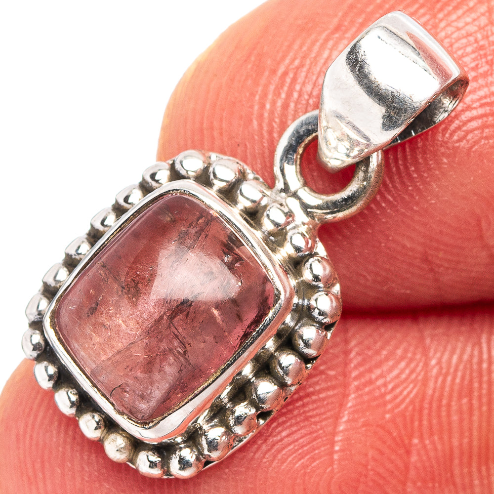 Rare Pink Tourmaline Pendant 7/8" (.925 Sterling Silver)