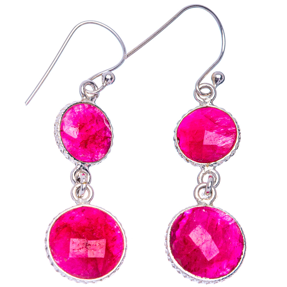 Ruby Earrings 1 5/8" (925 Sterling Silver) E433483