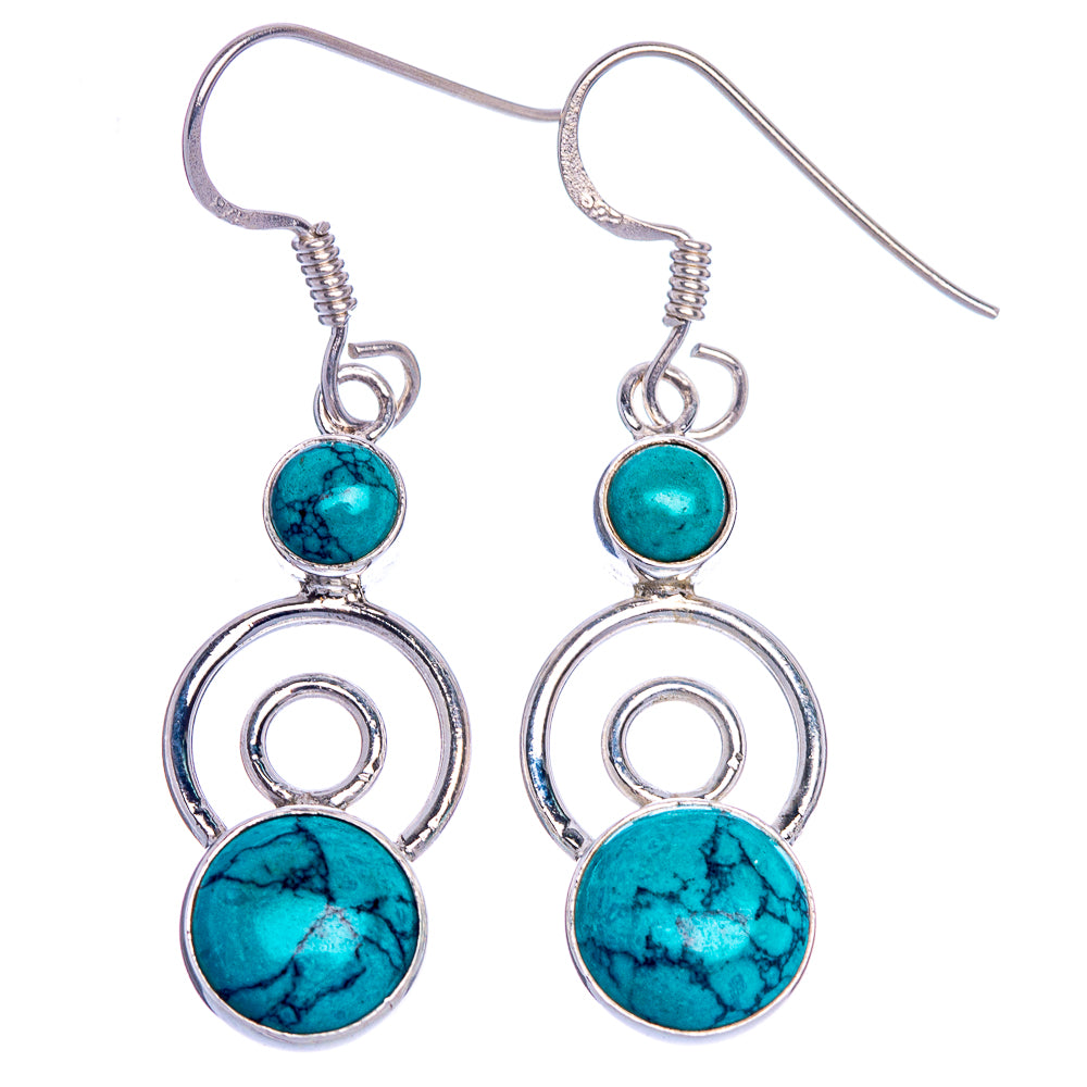 Blue Howlite Earrings 1 3/4" (925 Sterling Silver) E1019