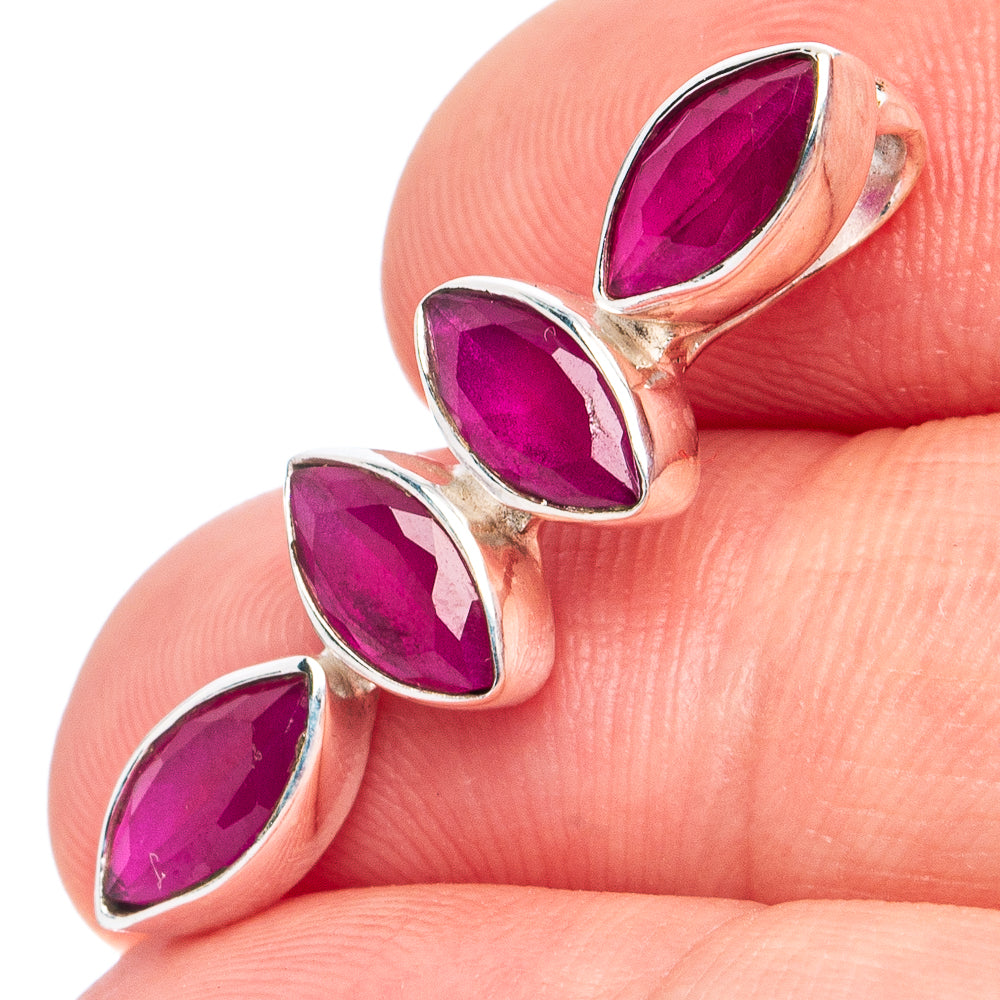 Dainty Red Sillimanite Pendant 1 1/8" (925 Sterling Silver) P45283