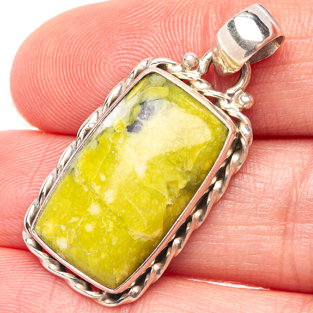 Lizardite Pendant 1 3/8" (.925 Sterling Silver)