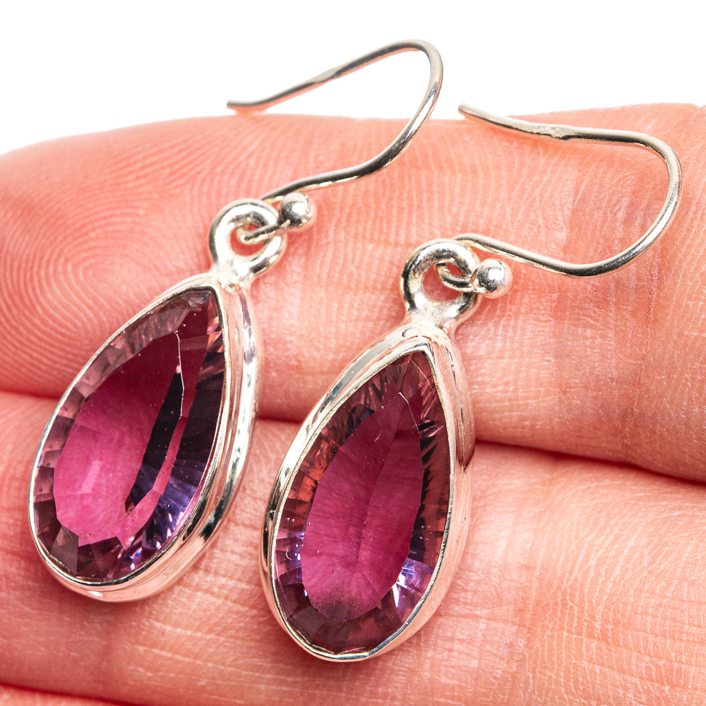 Faceted Color Change Alexandrite (Lab.) Earrings 1 3/8" (925 Sterling Silver) E432674
