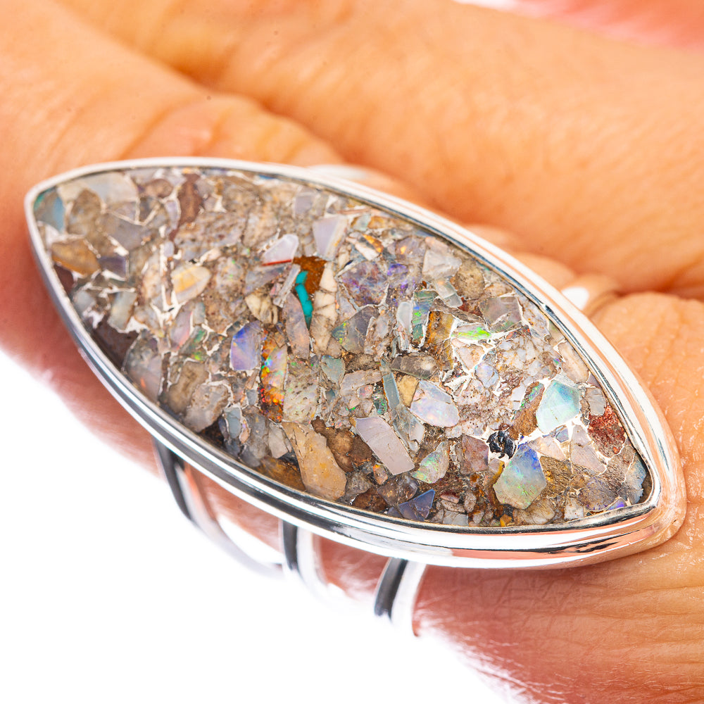 Large Brecciated Ethiopian Opal 925 Sterling Silver Ring Size 9.25