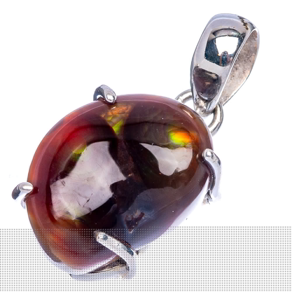 Rare Mexican Fire Agate Pendant 1 1/8" (925 Sterling Silver) P40352