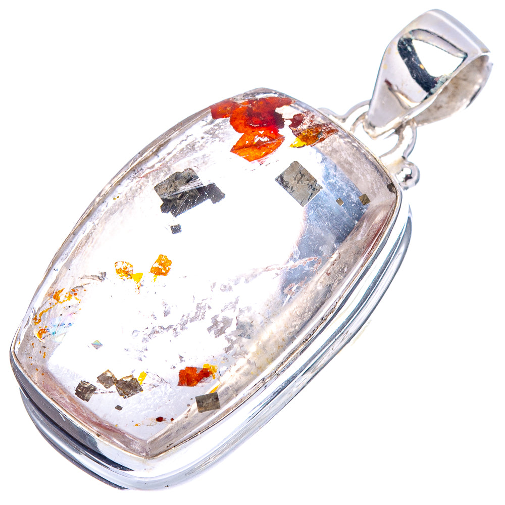 Marcasite In Quartz Pendant 1 3/8" (.925 Sterling Silver)
