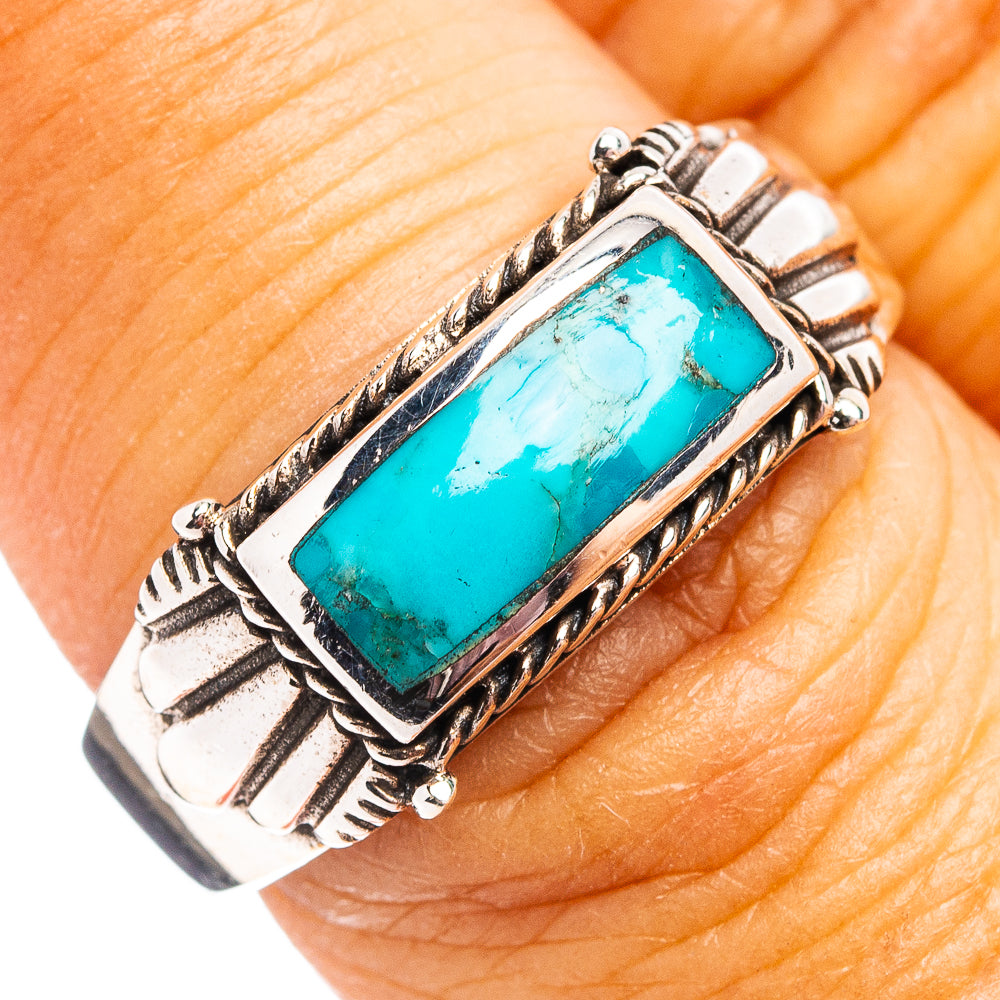 Native Style Mohave Turquoise Ring Size 7.5 (.925 Sterling Silver)