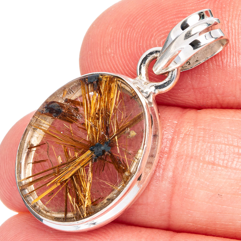 Rare Star Rutilated Quartz Pendant 1 1/4' (925 Sterling Silver) P40533