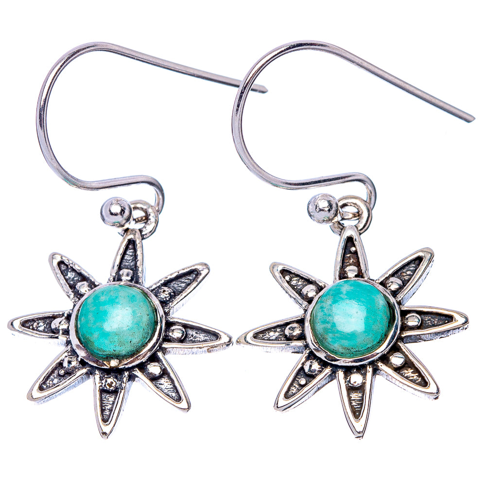 Amazonite Flower Dainty Earrings 1 1/4" (925 Sterling Silver) E2067