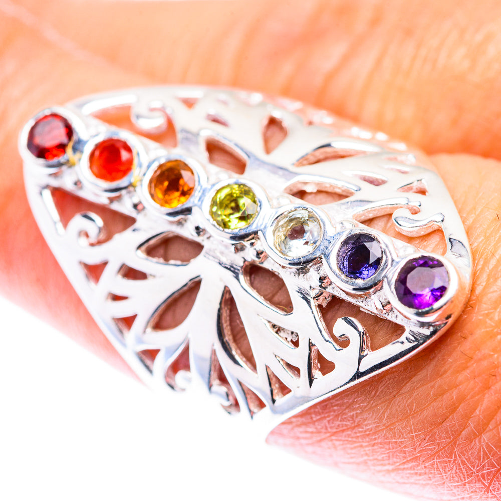 Rainbow Chakra Ring Size 8 (925 Sterling Silver) RING140164