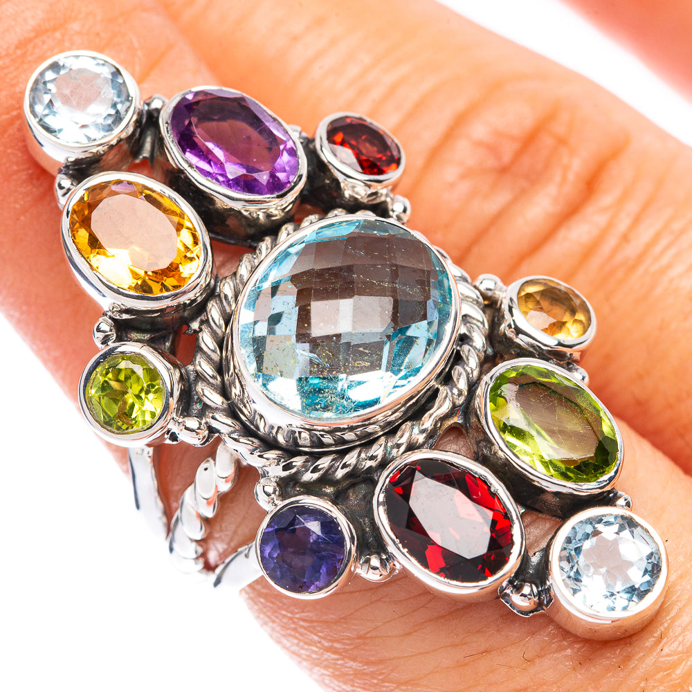 Signature Blue Topaz, Garnet, Amethyst, Citrine, Peridot Ring Size 6.75 (925 Sterling Silver) R1799