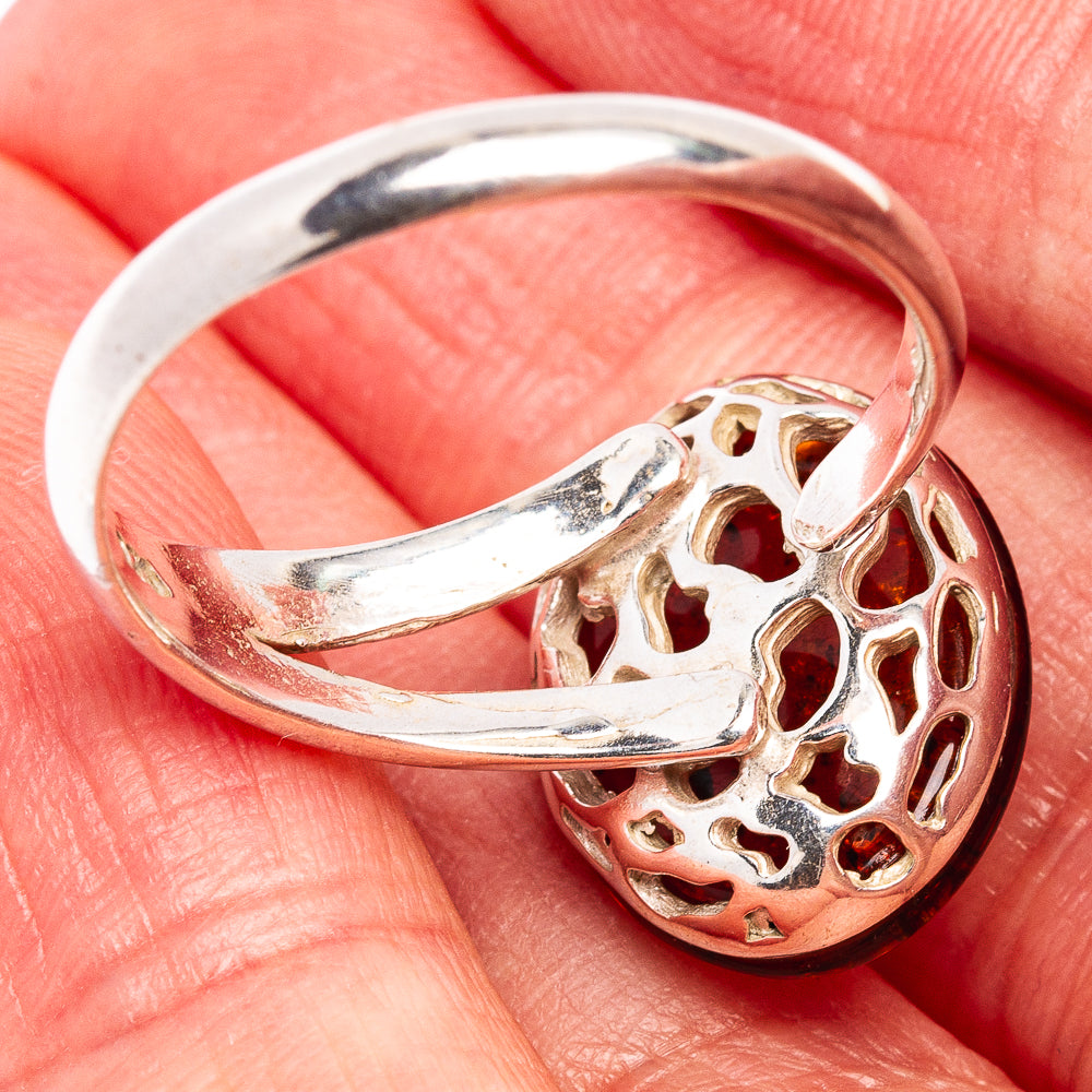 Baltic Amber Ring Size 6 Adjustable (.925 Sterling Silver)