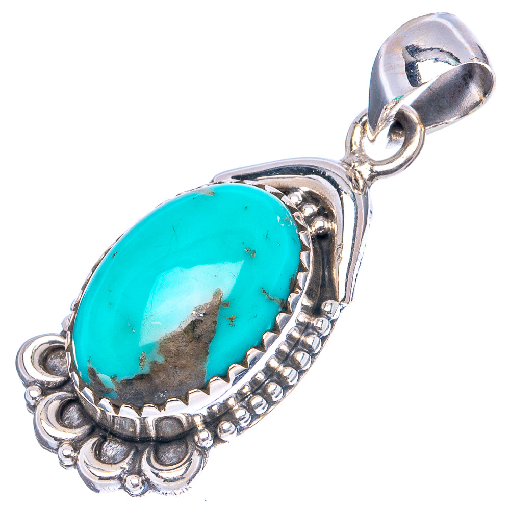 Rare Kingman Turquoise Pendant 1 3/8" (.925 Sterling Silver)
