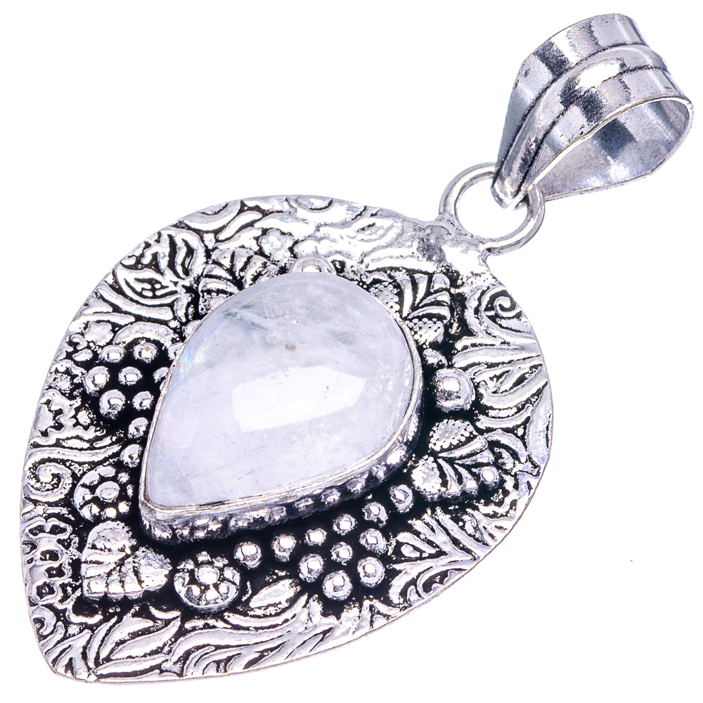 Rainbow Moonstone Pendant 1 7/8" (German Silver)
