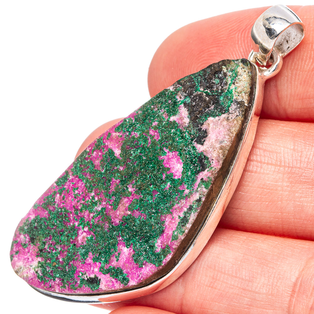 Rare Pink Cabalto Calcite and Malachite Pendant 2 1/8" (925 Sterling Silver) P43109