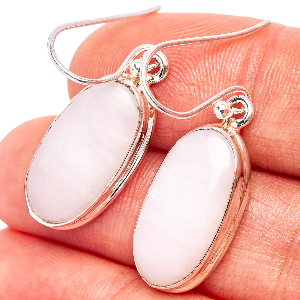 Pink Opal Earrings 1 3/8" (.925 Sterling Silver)