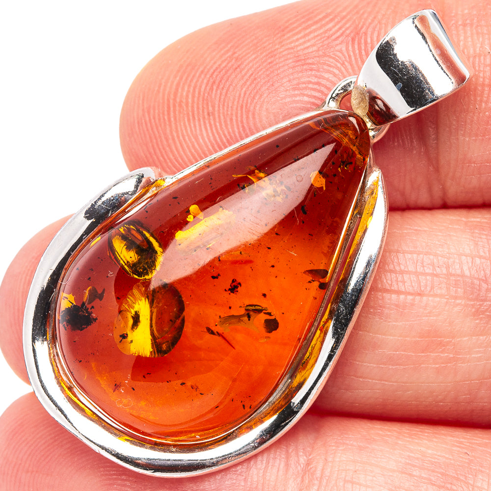 Baltic Amber Pendant 1 1/2" (.925 Sterling Silver)