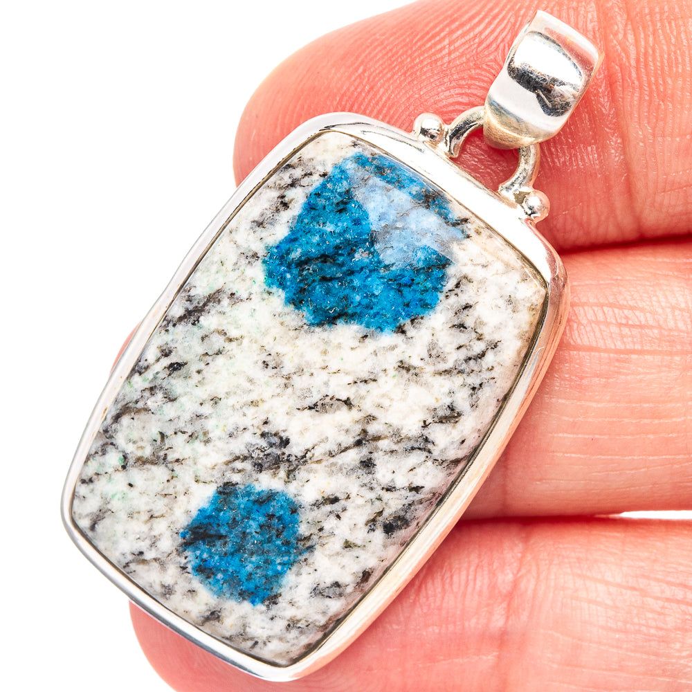 K2 Blue Azurite Pendant 1 5/8" (.925 Sterling Silver)