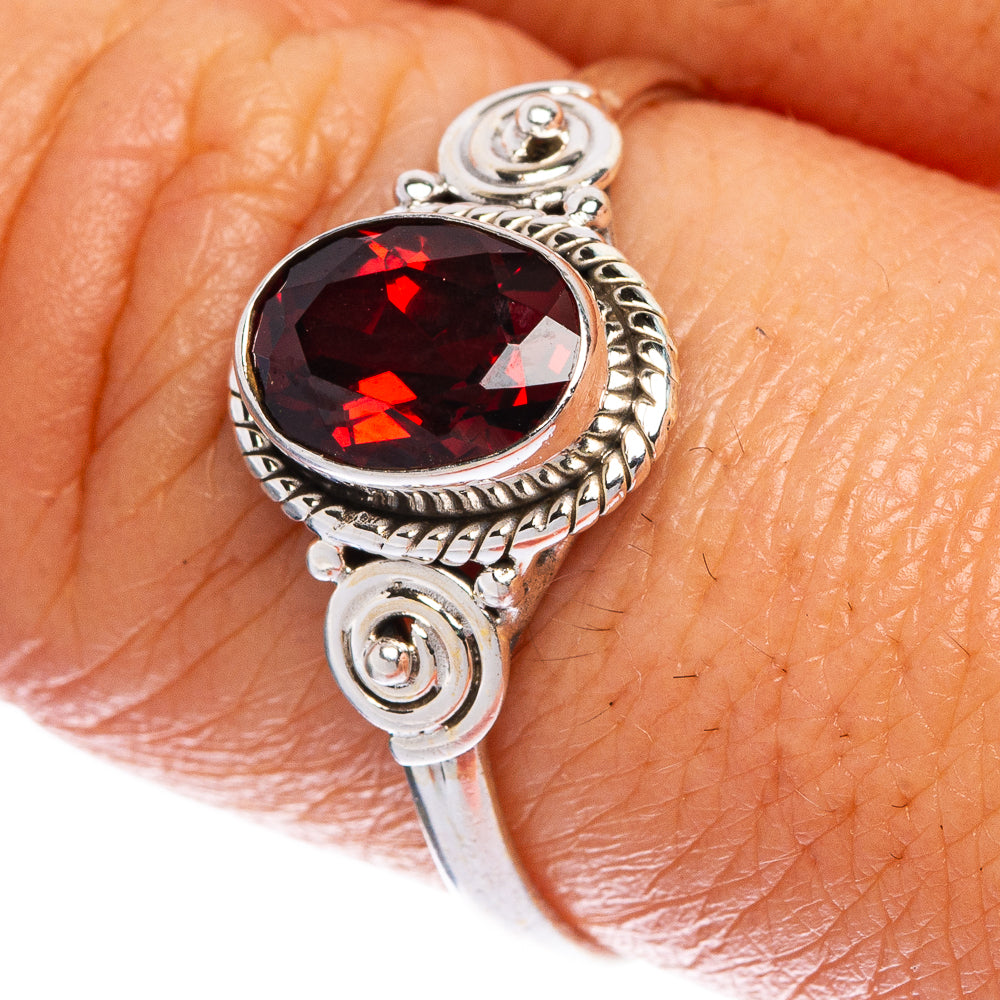 Garnet Dainty Ring Size 9 (925 Sterling Silver) R1093