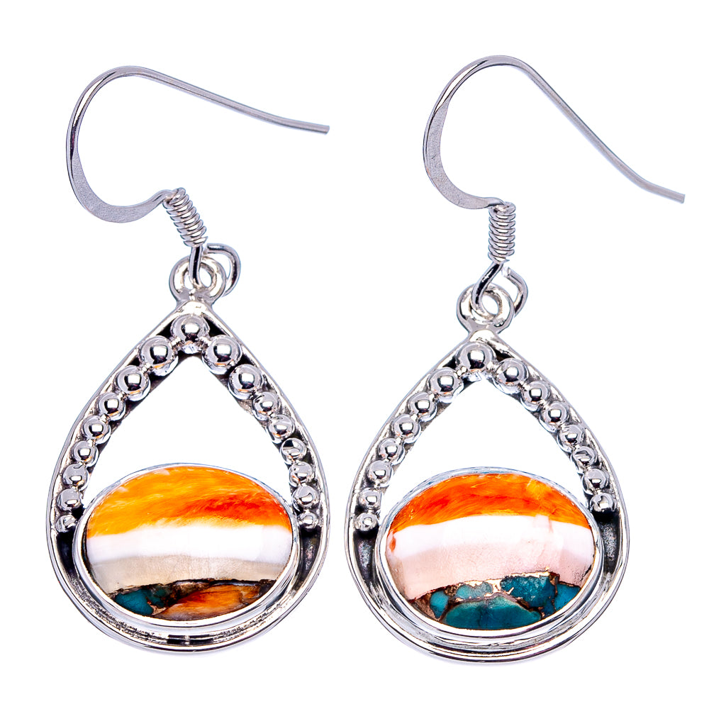 Premium Spiny Oyster Turquoise Earrings 1 1/2" (.925 Sterling Silver)