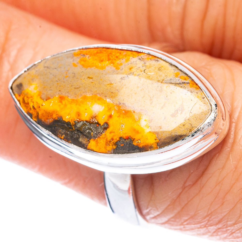 Bumble Bee Jasper Ring Size 7.5 (925 Sterling Silver) R2917