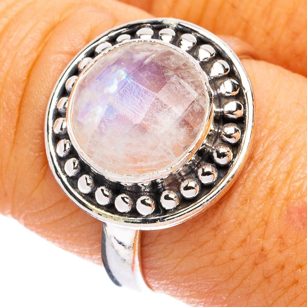 Rainbow Moonstone Ring Size 8.5 (925 Sterling Silver) R8239