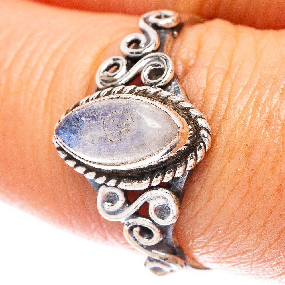 Rainbow Moonstone Dainty Ring Size 8 (925 Sterling Silver) R5766