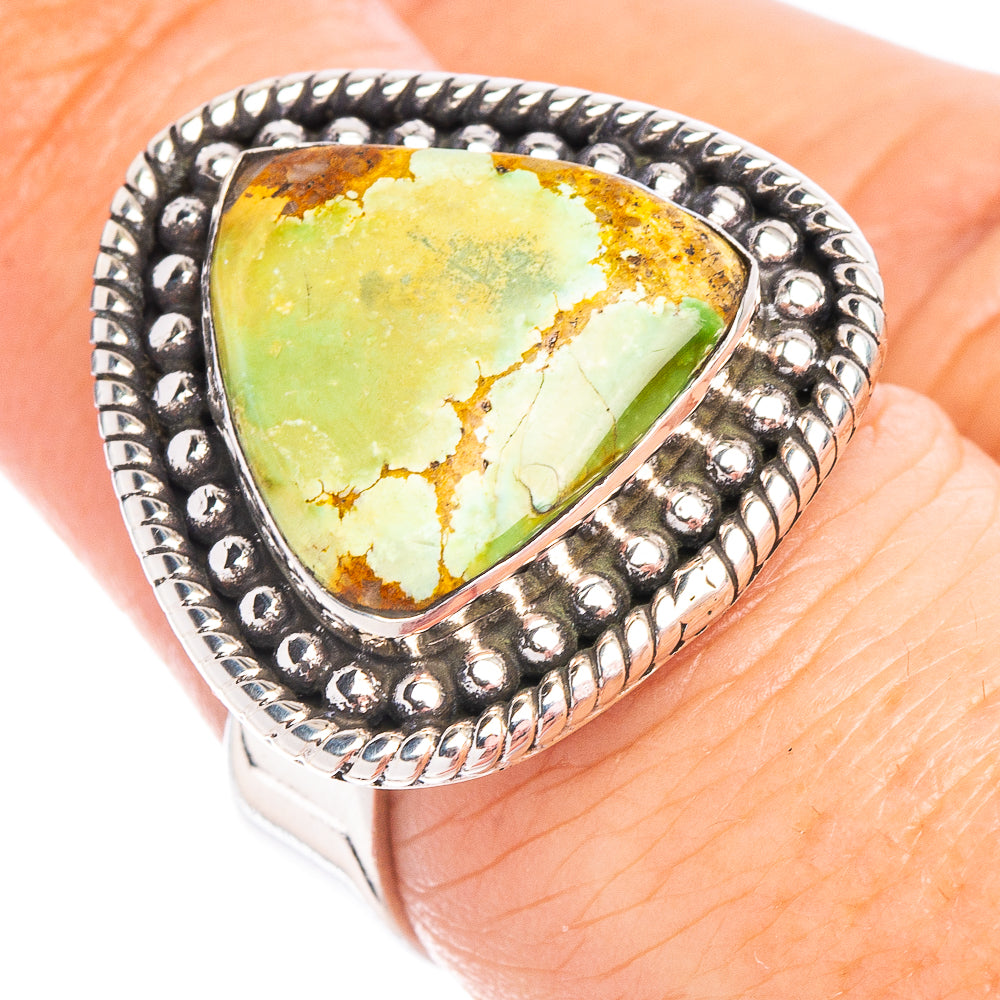 Sonoran Gold Turquoise Native Style Ring Size 7 Adjustable (.925 Sterling Silver) Exclusive