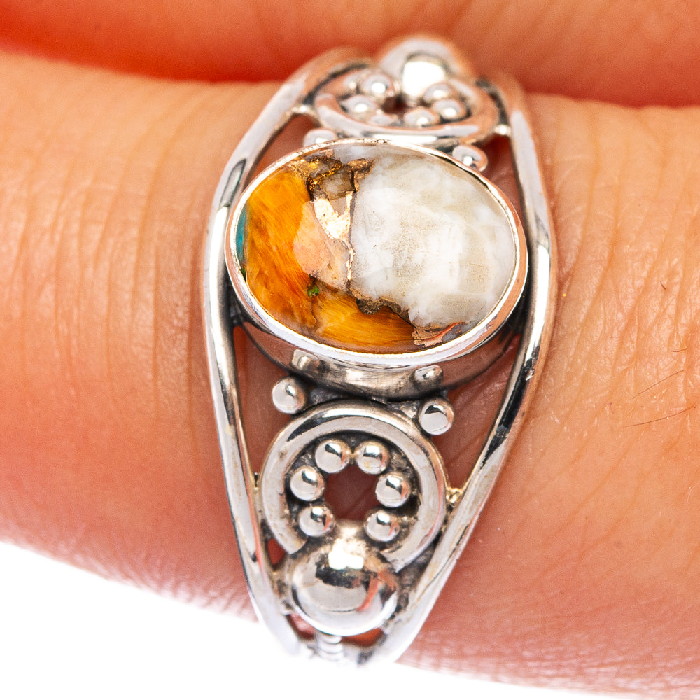 Spiny Oyster Turquoise Dainty Ring Size 8 (925 Sterling Silver) R145639