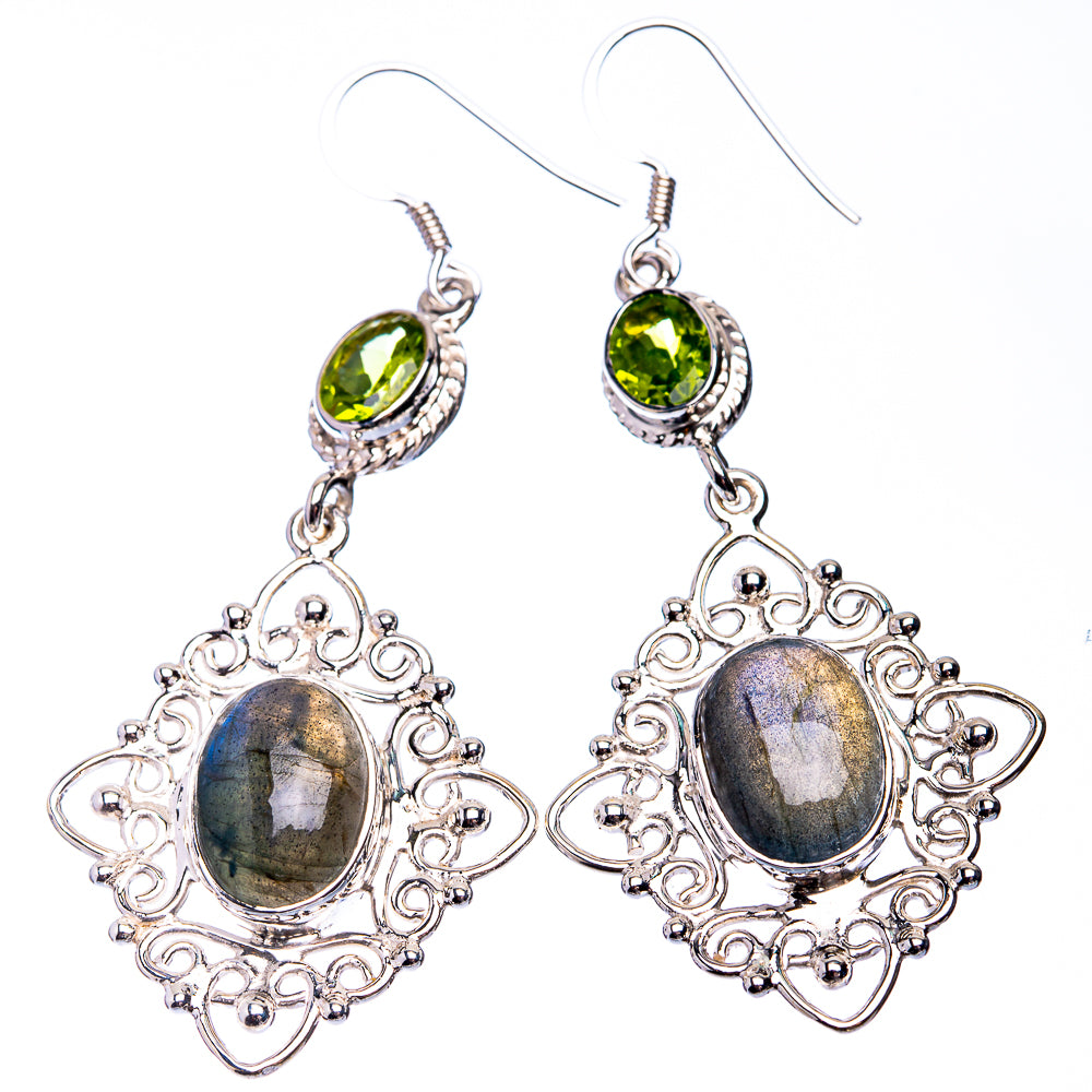 Signature Labradorite, Peridot Earrings 2 5/8" (925 Sterling Silver) E432319