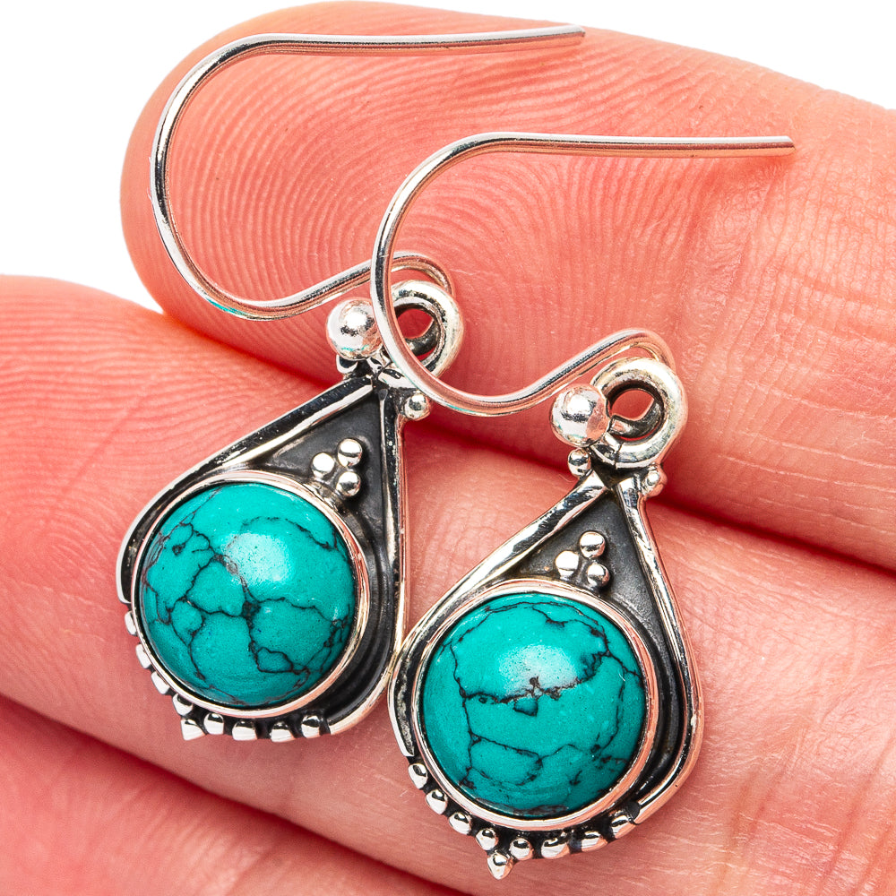 Turquoise Howlite Earrings 1 1/4" (925 Sterling Silver) E3038
