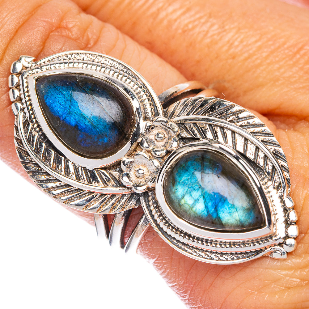 Large Labradorite Ring Size 8 (925 Sterling Silver) R1056