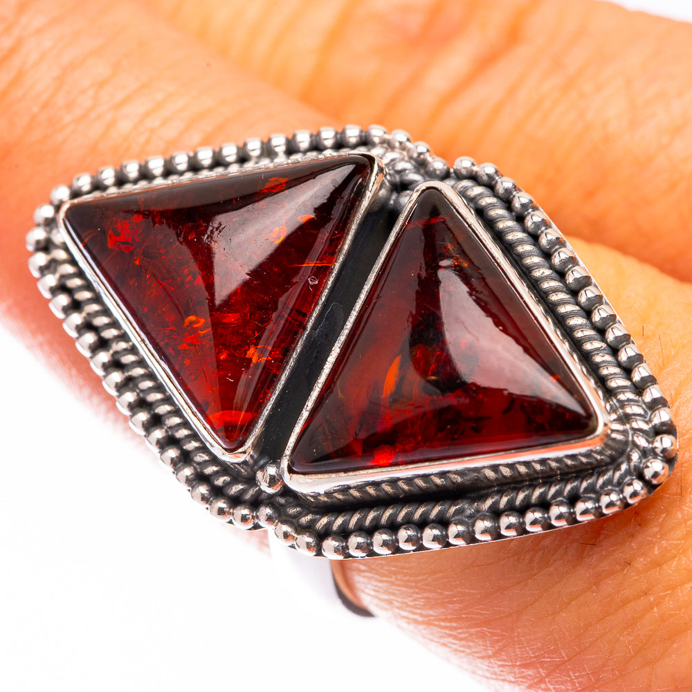 Large Baltic Amber Ring Size 8.25 (925 Sterling Silver) R140850