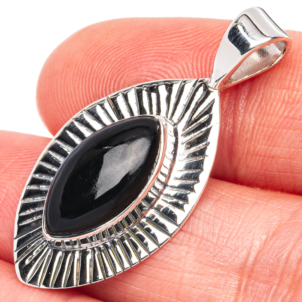 Premium Black Onyx Pendant 1 3/8" (925 Sterling Silver) P44671