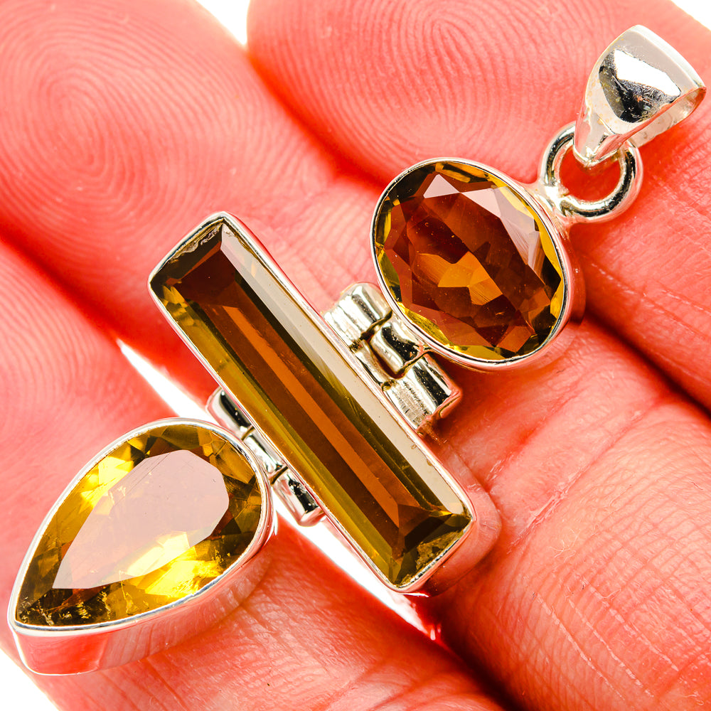 Faceted Citrine Pendant 2" (925 Sterling Silver) PD38060