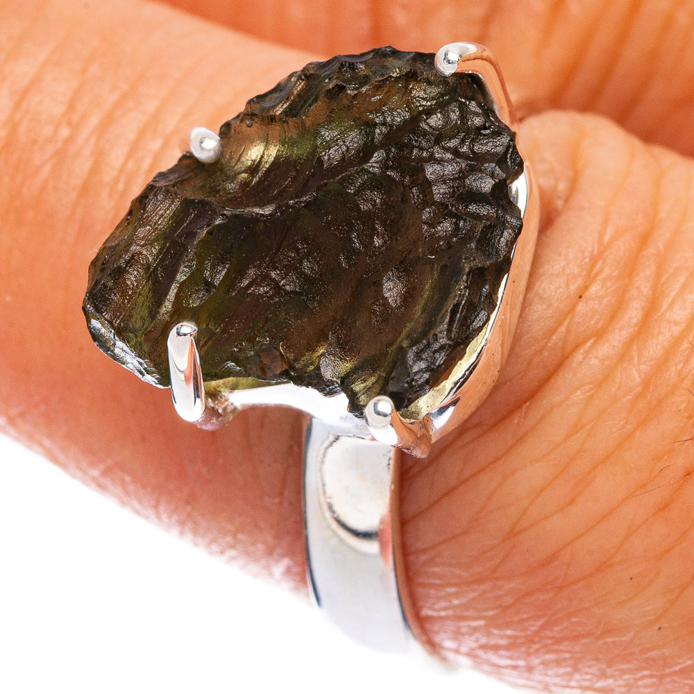 Rare Czech Moldavite Ring Size 8 (925 Sterling Silver) R146745