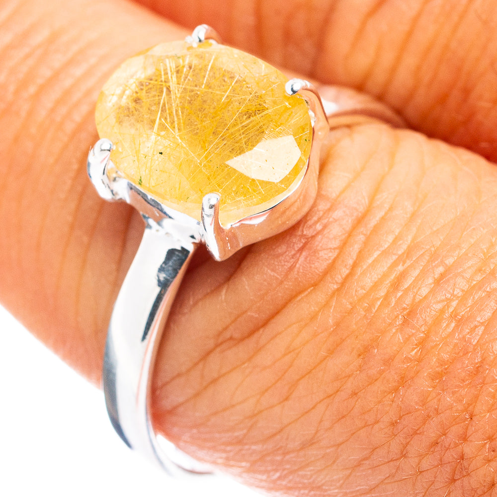 Rutilated Quartz Ring Size 9 (.925 Sterling Silver)