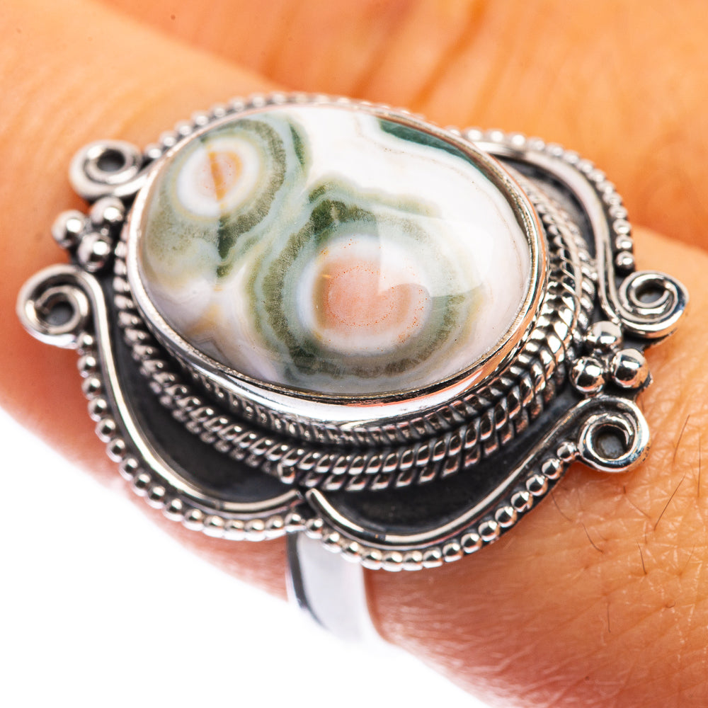 Ocean Jasper 925 Sterling Silver Ring Size 8.25