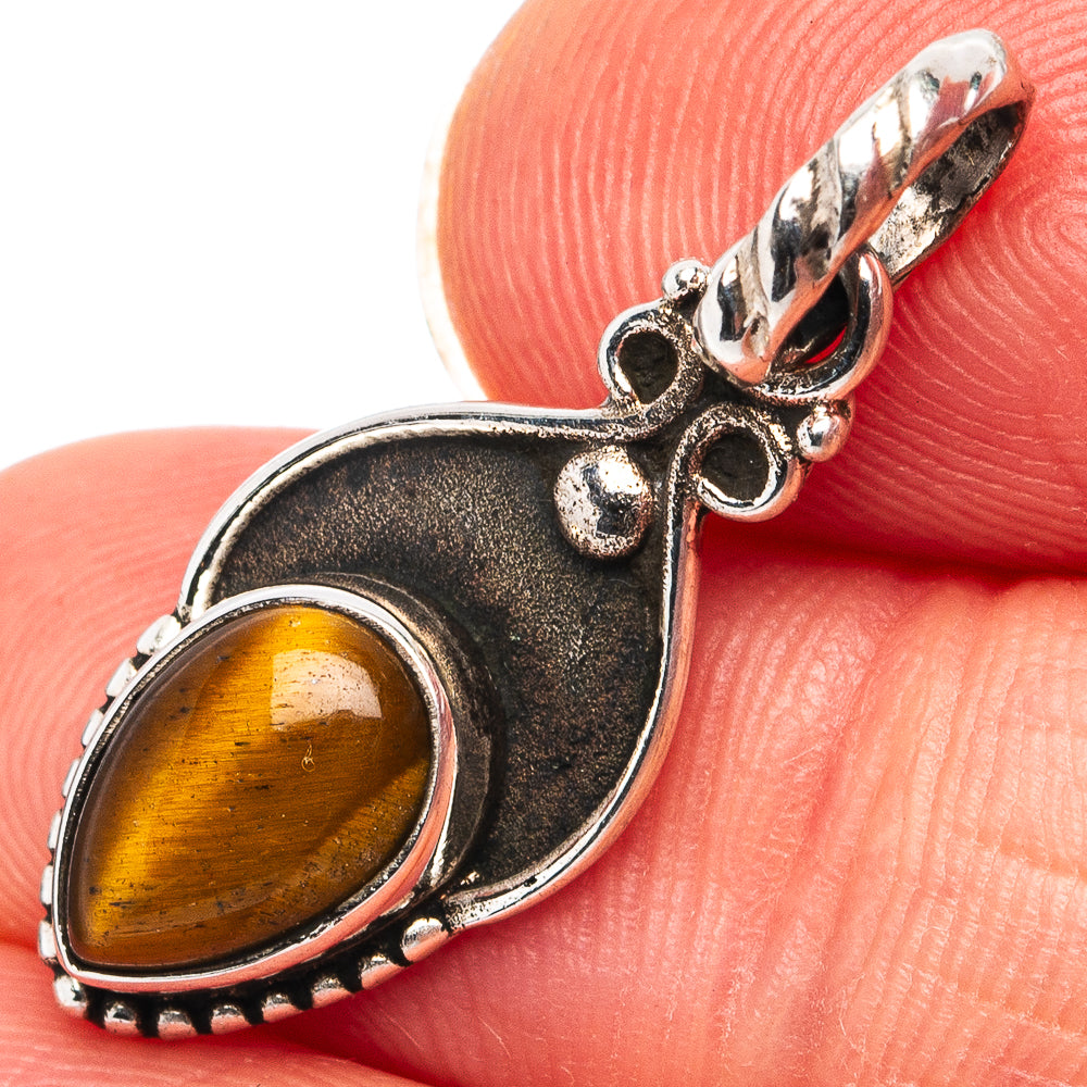 Tiger's Eye Dainty Pendant 1 1/8" (.925 Sterling Silver)