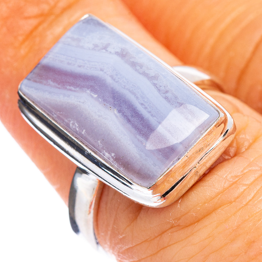 Blue Lace Agate Ring Size 6.5 (.925 Sterling Silver)